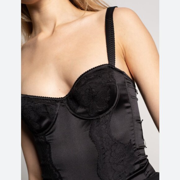 Dolce&Gabbana Silk balconette-bra bodysuit with lace detailing | 36B (EU 90B) - Picture 5 of 10